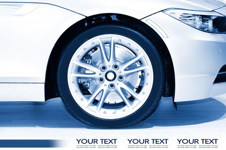 Luxury sports car in the display in blue color toneのeditorial素材