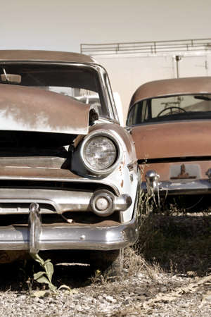 Rustic abandoned cars Wyoming in sepia colorの写真素材