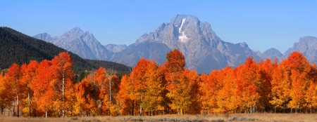 Grand Tetons national mountain range in Autumn timeの写真素材