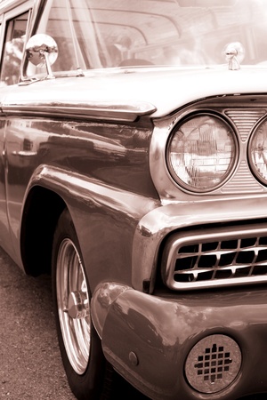 Classic car with close up shot front right viewの写真素材
