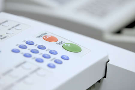 Start and stop button on a communication devise の写真素材