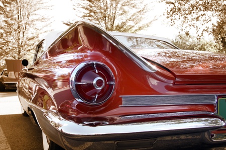 Close up shot of a vintage car in sepia color toneの写真素材