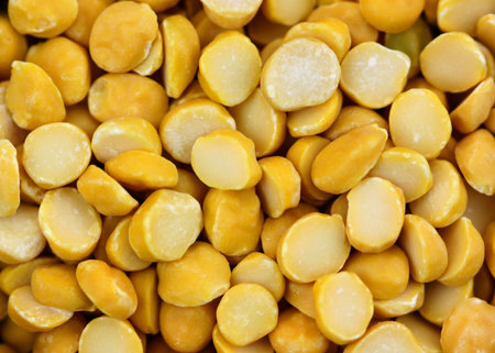 Close up shot of yellow color healthy lentilsの写真素材