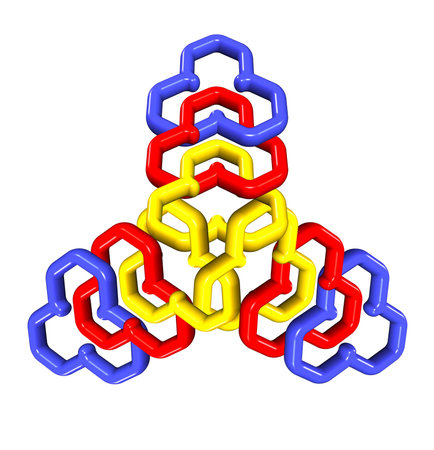 3d illustration of interlaced colorful design elements
