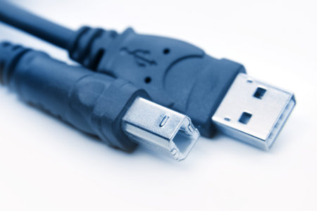 close up shot of printer cable connectors