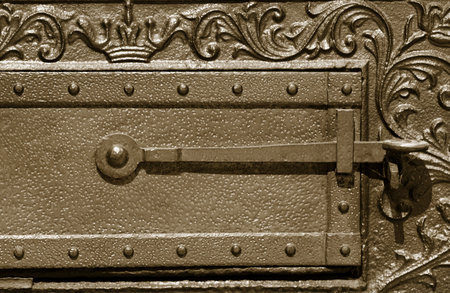 Lock on antique boxの写真素材