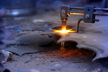 Close up shot of gas cutting torch