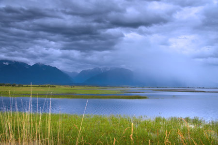 Beautiful mountain scene before the storm