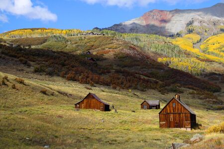 Old barns in San Juan mountainsの写真素材
