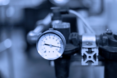 Close up shot of pressure monitoring meter の写真素材