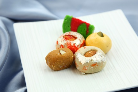 Assorted colorful sweets of Indiaの写真素材