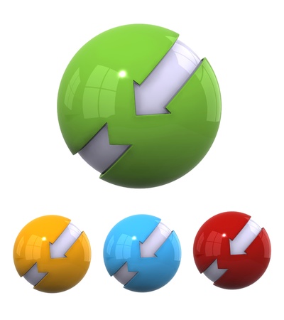 Four different color 3d spherical elements の写真素材