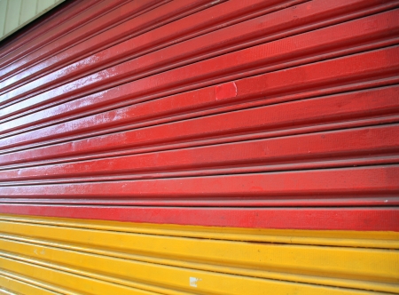 Colorful shop shutter door perspective backgroundの写真素材