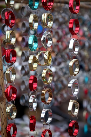 Shiny metal coated ringsの写真素材