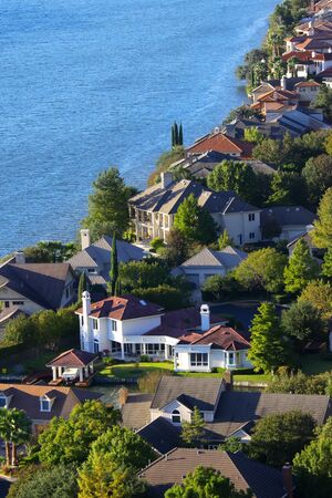 Aerial view of Rich community Austin Texas by Colorado riverの写真素材