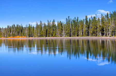 Perfect reflections in yellowstone national parkの写真素材