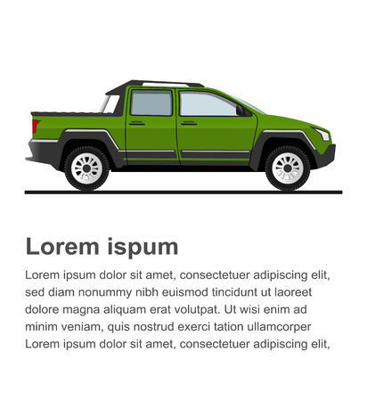 An illustration of green sports pickup truckのイラスト素材