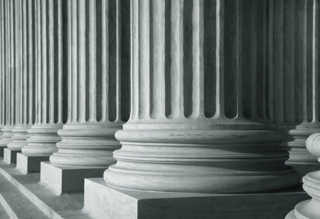 Row of tall pillars in monochrome color