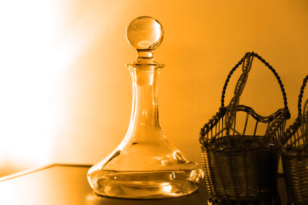 Antique wine bottle in sepia color tone