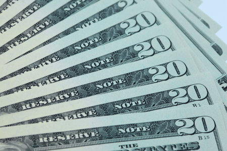 Many 20 dollar bills arrangement