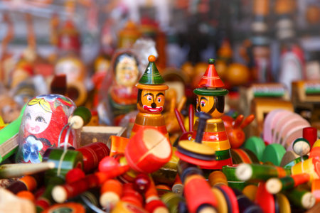 close up shot of colorful handicrafts of India