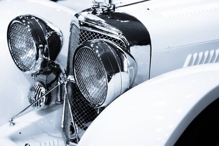 Classic car front end in monochromeの写真素材