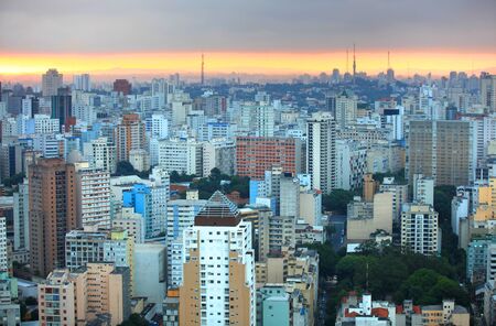 Downtown Sao Paulo under evening sunの写真素材