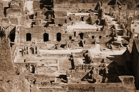 Golkonda fort in sepia colorの写真素材