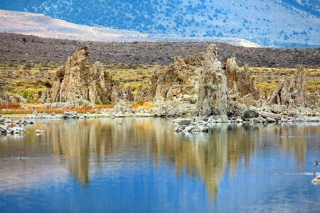 Tufa formations in Mono lakeの写真素材