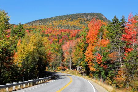 Scenic Kancamagus high way passes through White mountain national forestの写真素材