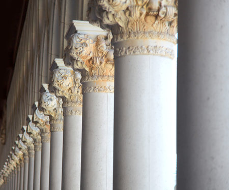 Italian architecture of tall pillars in a row