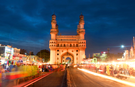 HYDERABAD,INDIA -AUGUST 29: Charminar in Hyderabad on August 29,2012, Is listed among the most recognized structures in India, Built in 1591.のeditorial素材