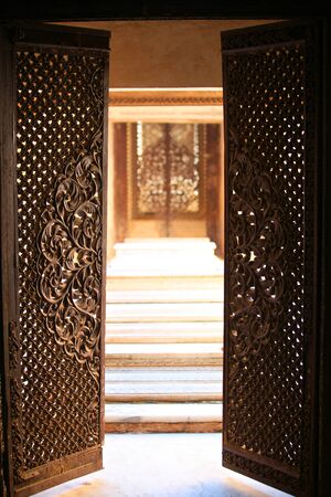 Doors open to enter historic Paigah tombs in Hyderabad, Inidaのeditorial素材