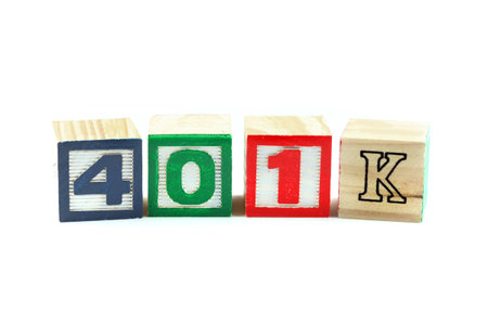 401K plan text blocks on white backgroundの写真素材