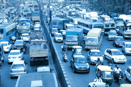 BANGALORE, INDIA - Dec 14: Bangalore city is one of the most dense traffic cities in India, With one...