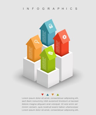 Vector illustration of infographic template with four arrowsのイラスト素材