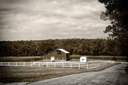 Farm landscape in rural Indianaの写真素材