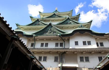 Historic Nagoya castle against blue skyのeditorial素材