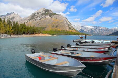 Beautiful Lake Minnewanka in Banff national parkのeditorial素材