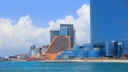 ATLANTIC CITY NEW JERSEY - JULY 5: Ocean View of Casinos on July 5, 2018 in Atlantic City New Jersey.のeditorial素材