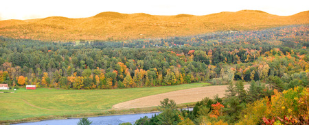 Panoramic view of rural Vermont in autumn time.の写真素材