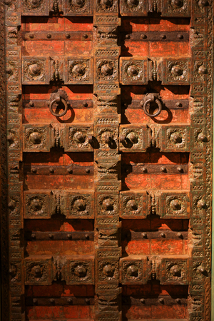 MUMBAI INDIA - Dec 23 2018, Chatrapati Shivaji International Airport. Terminal 2, International Departures on DEC. 23, 2018 in Mumbai, Maharashtra, India - Historic door inside the terminalのeditorial素材