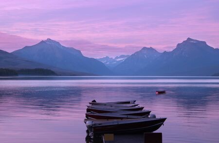 Lake Mc Donald in the evening timeの写真素材