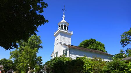 Historic Mission church in Mackinac islandの写真素材