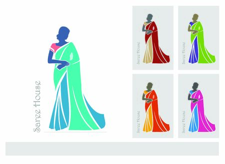 Vector illustration of Indian women with different Saree conceptsのイラスト素材