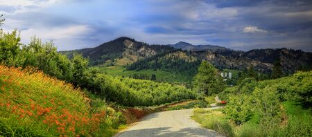 Panoramic view of winery near Leavenworth,Washingtonの写真素材