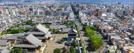 Kyoto, Japan - August 9, 2019. Aerial view of Kyoto, Japan. Kyoto city is 9th largest city in Japan and founded in year 794.のeditorial素材
