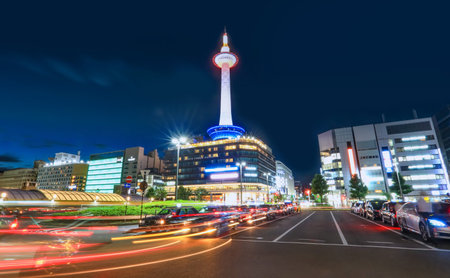 Kyoto, Japan - August 7, 2019. Kyoto tower and hotel complex  is the tallest building in Kyoto city,...