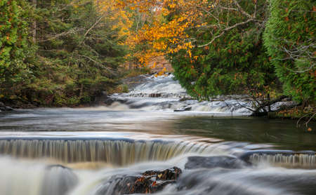 Scenic Upper Bond falls near Paulding in Michigan Upper peninsulaの写真素材