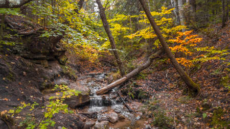 Small water falls in Michigan upper peninsula countrysideの写真素材